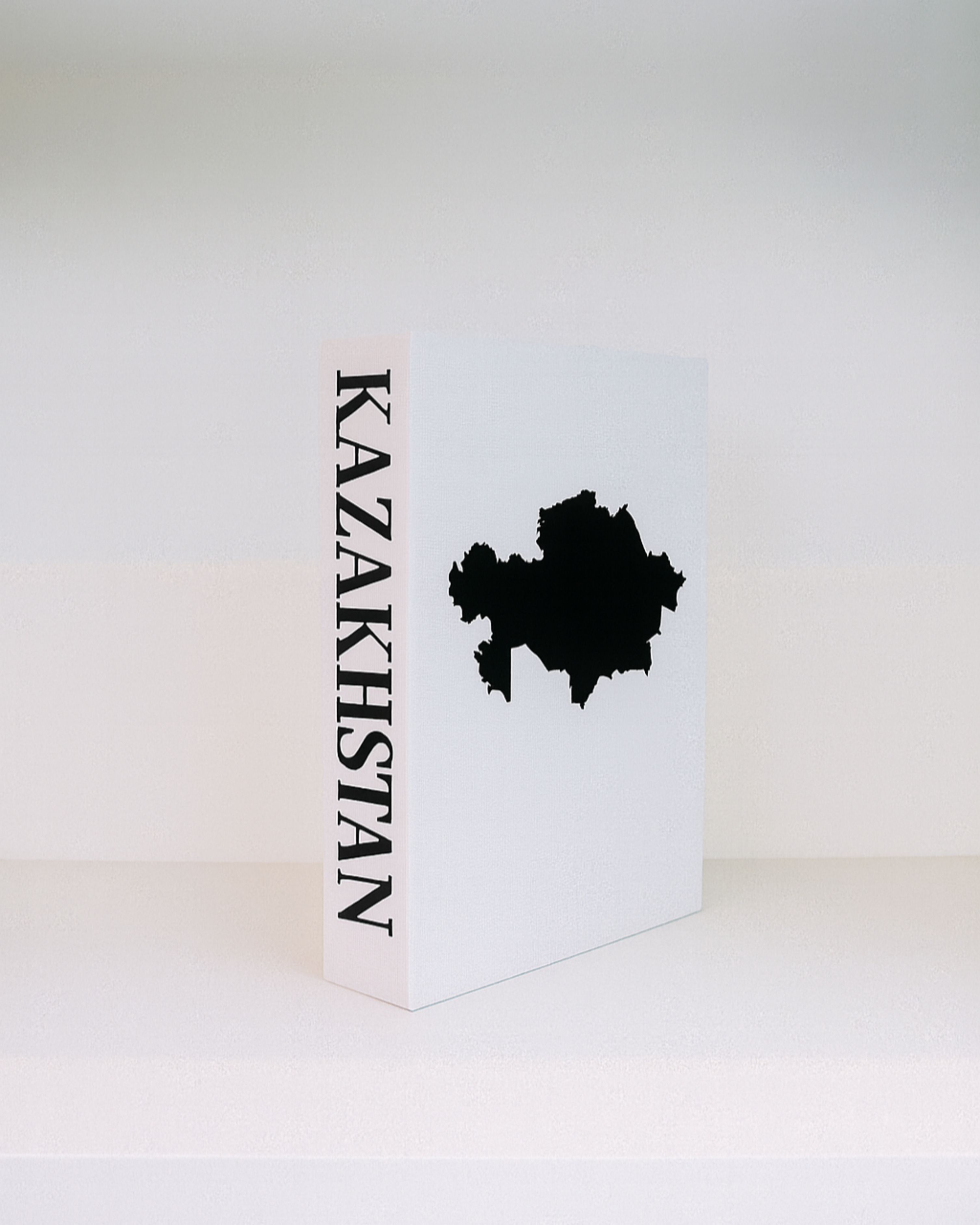 White box with black map of Kazakhstan on a white background