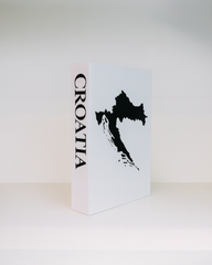 White box with black map of Croatia and 'CROATIA' text on a white background