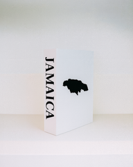 White box with 'Jamaica' and a map on a white background