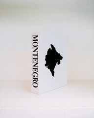 Card with a map of Montenegro on a white background