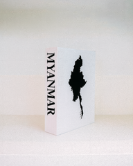 White box with black silhouette and 'Myanmar' text on a white background