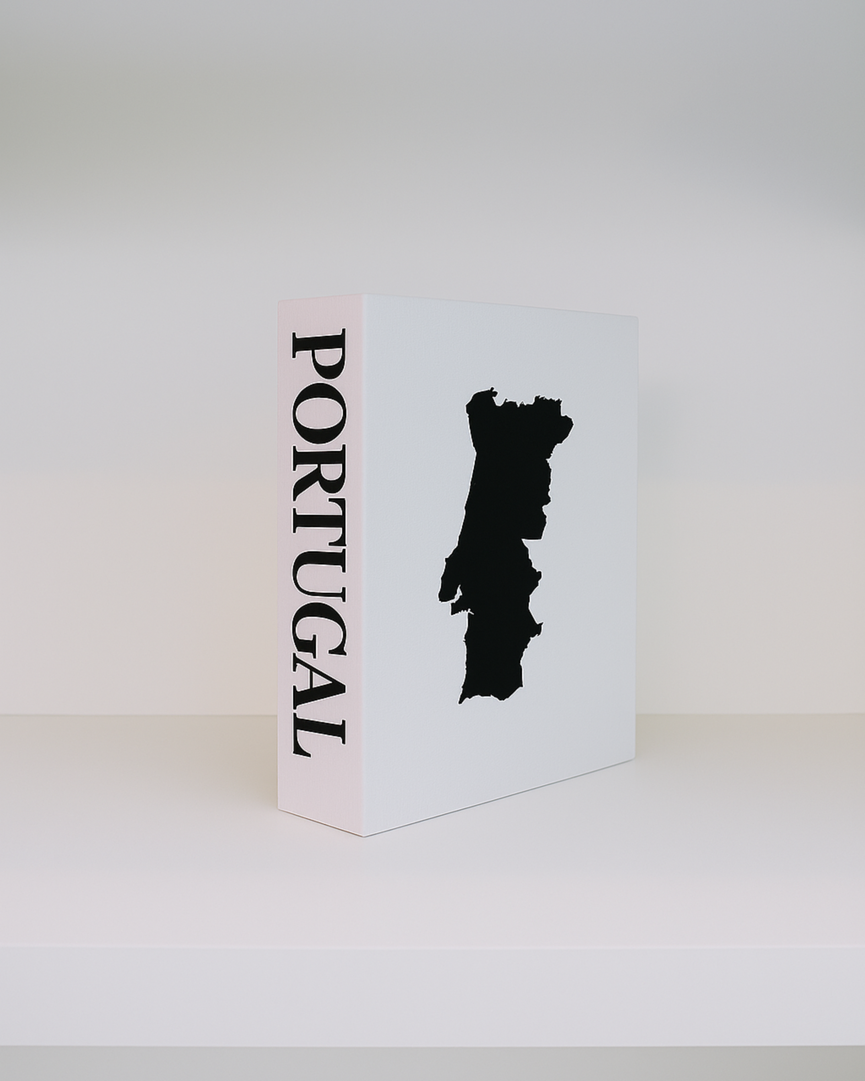 White box with black silhouette of Portugal and 'PORTUGAL' text on a white background