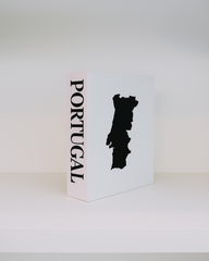 White box with black silhouette of Portugal and 'PORTUGAL' text on a white background